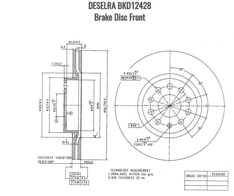 Brake Disc Front Ventilated BKD12428