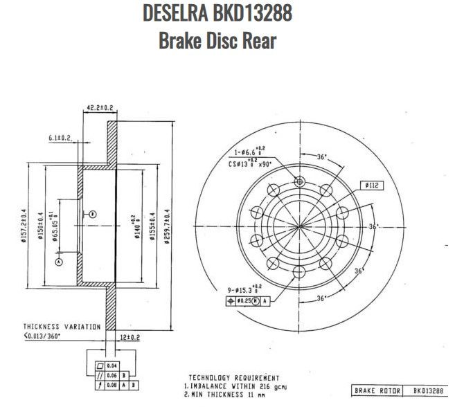Brake Disc Rear BKD13288