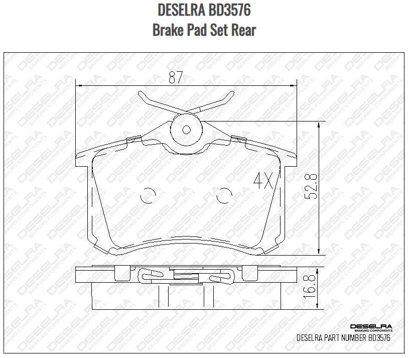 Brake Pad Set Rear BD3576