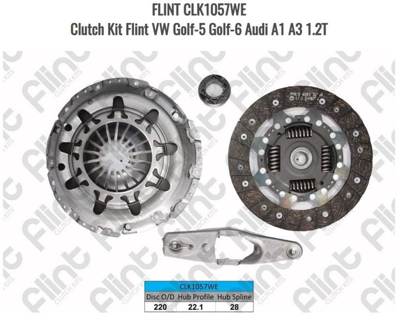 Clutch Kit Flint VW Golf-5 Golf-6 Audi A1 A3 1.2T