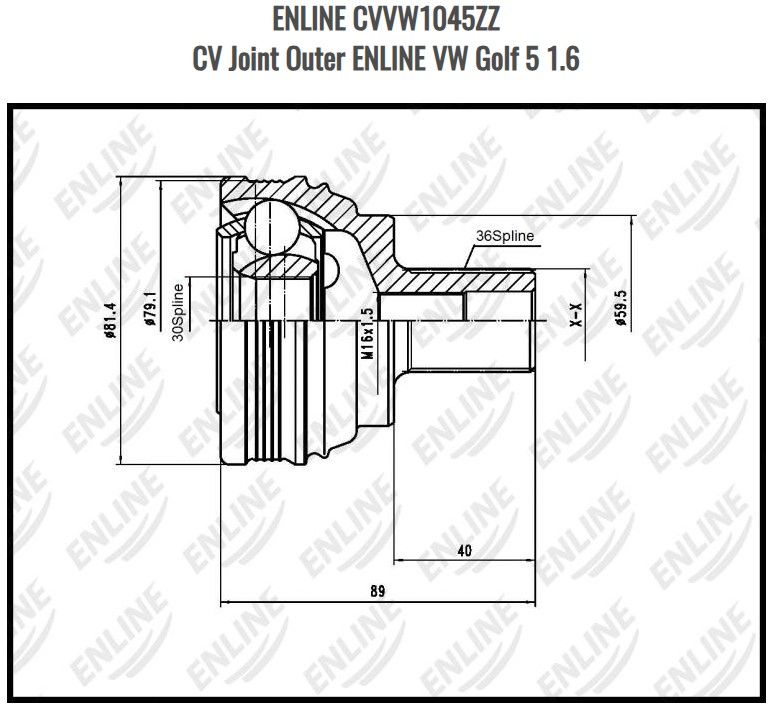 CV Joint Outer ENLINE VW Golf 5 1.6 ENLINE CVVW1045ZZ