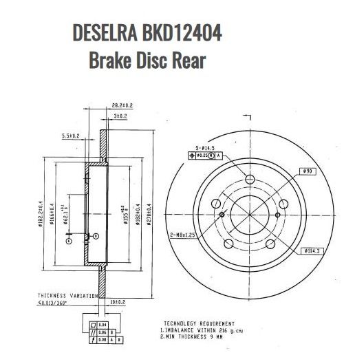 DESELRA BKD12404 Brake Disc Rear