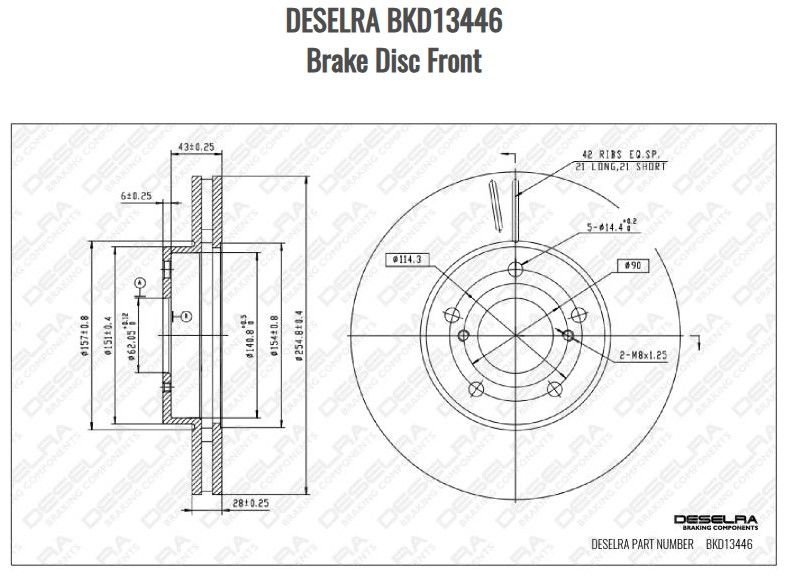 DESELRA BKD13446 Brake Disc Front