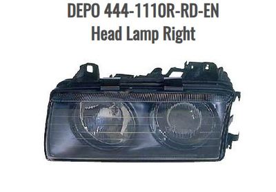 BMW E36 HEAD LAMP RIGHT -DEPO -444-1110R-RD-EN
