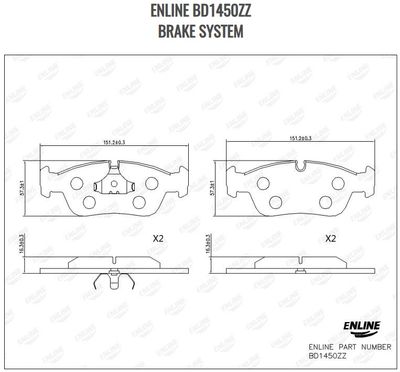 BMW E36 FRONT BRAKE PADS SET -ENLINE -BD1450ZZ