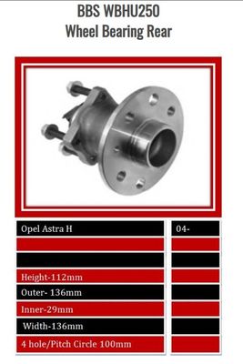 CHEV UTILITY REAR WHEEL BEARING HUB -BBS -WBHU250