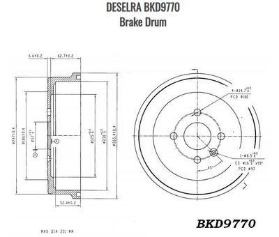 CHEV UTILITY BRAKE DRUM REAR - DESELRA -BKD9770
