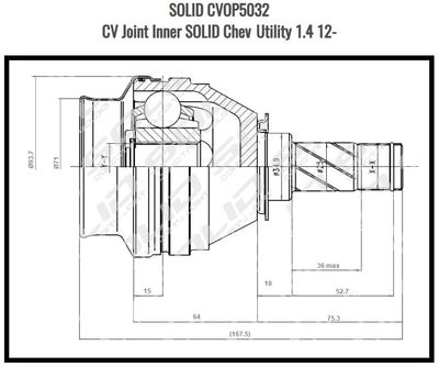 Chev Utility 1.4 12- CV Joint Inner -SOLID -CVOP5032