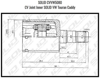 VW Touran Caddy CV Joint Inner -SOLID  -CVVW5080