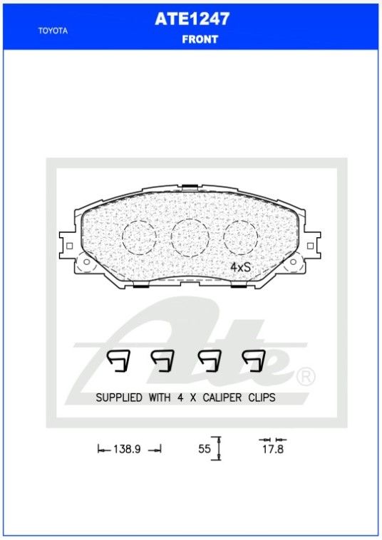ATE1247 Brake Pad Set Front