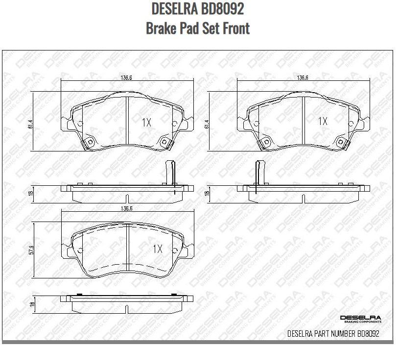 DESELRA BD8092 Brake Pad Set Front