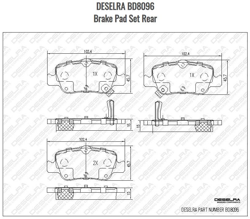 DESELRA BD8096 Brake Pad Set Rear