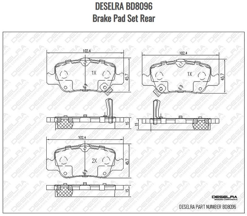 DESELRA BD8096 Brake Pad Set Rear