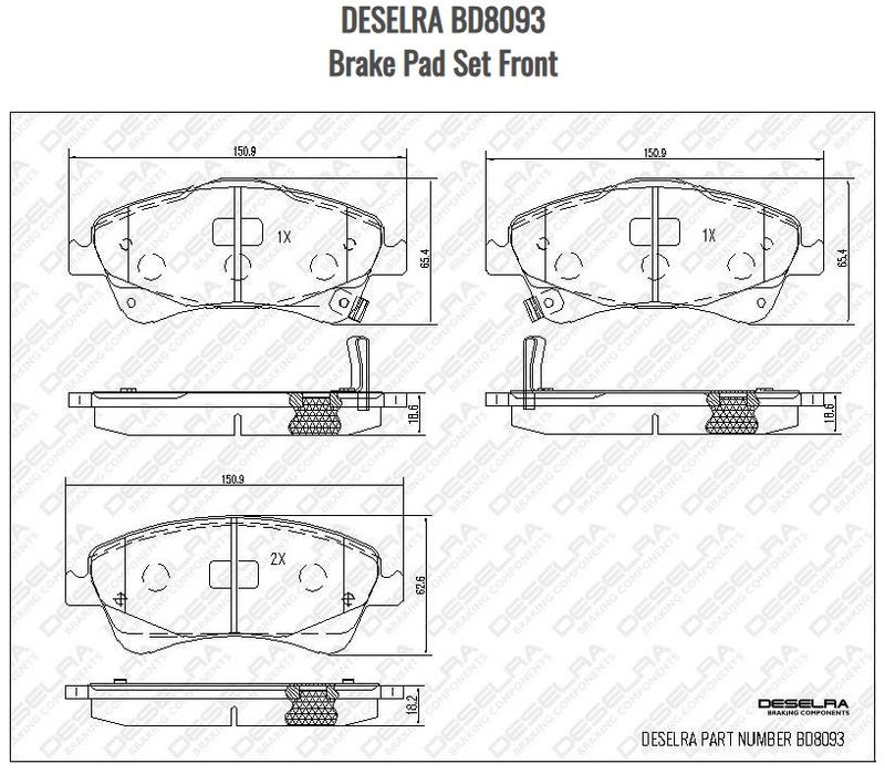 DESELRA BD8093 Brake Pad Set Front