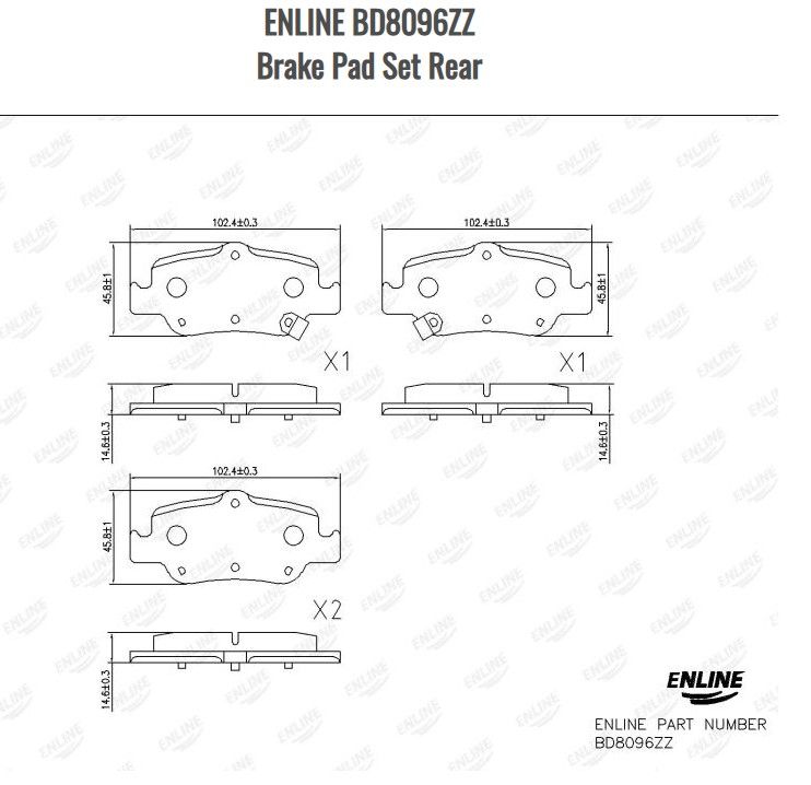 ENLINE BD8096ZZ Brake Pad Set Rear