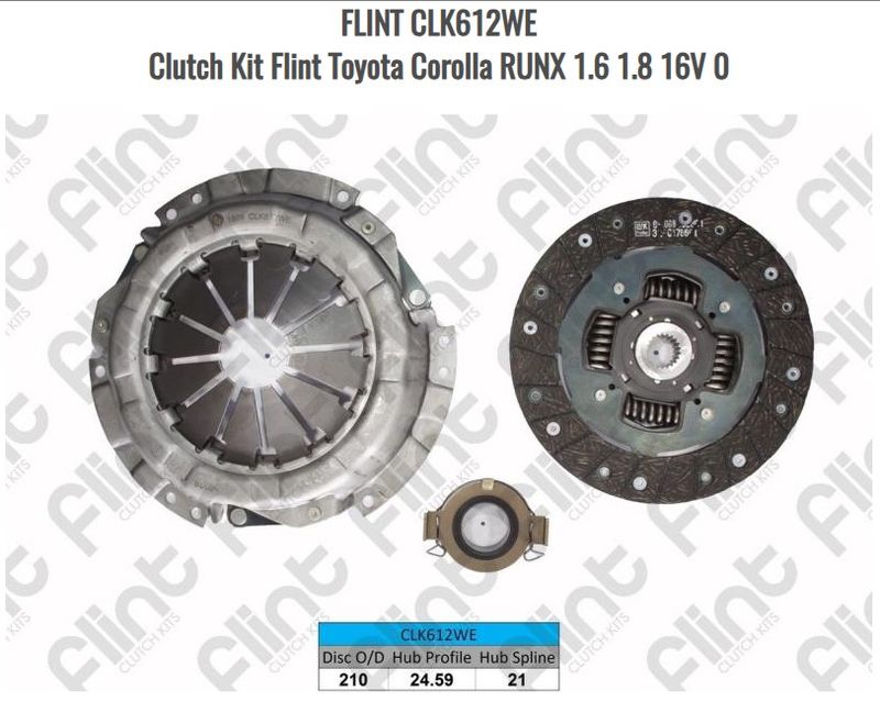 FLINT CLK612WE Clutch Kit Flint Toyota Corolla RUNX 1.6 1.8 16V