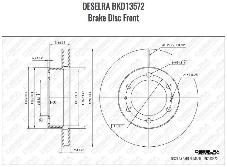 DESELRA BKD13572 Brake Disc Front