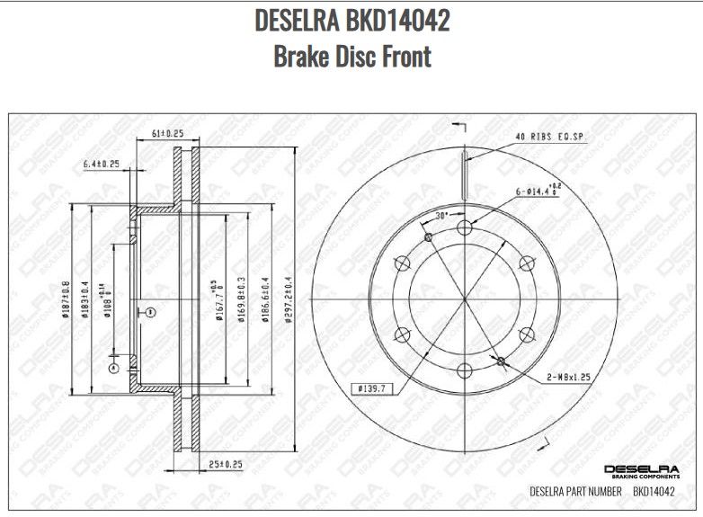 DESELRA BKD14042 Brake Disc Front