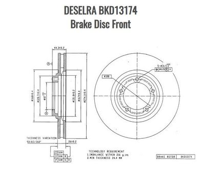 DESELRA BKD13174 Brake Disc Front H-100 Bakkie
