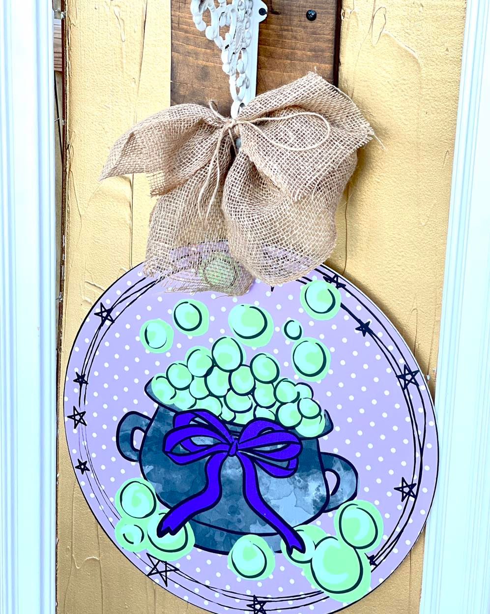 Halloween Witch Caldron Door Hanger