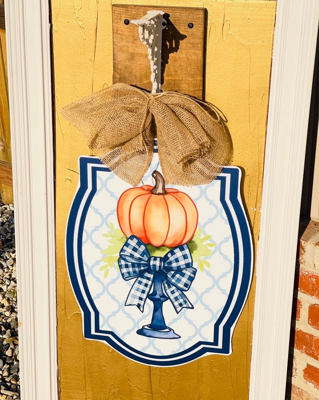 Pumpkin &amp; Plaid Door Hanger