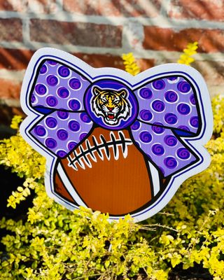 Tigers: Tiger Bow Football Yard Sign