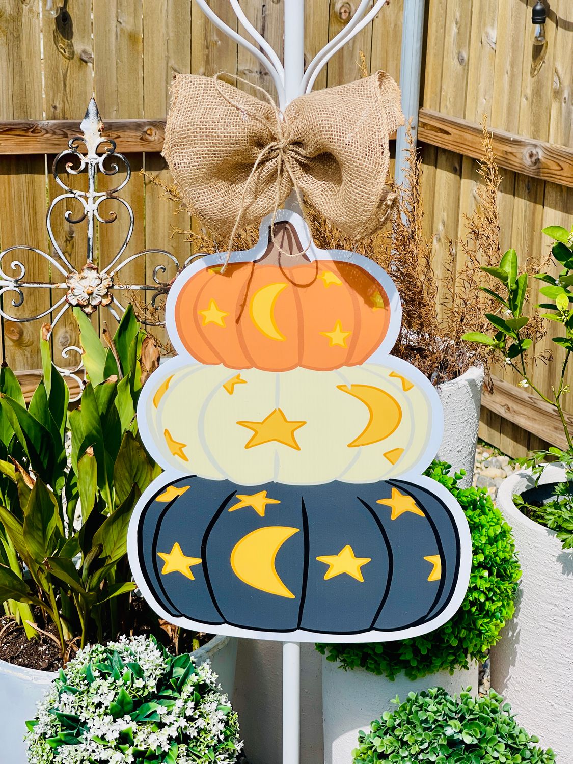 Halloween: Moonlit Pumpkin Stack Door Hanger