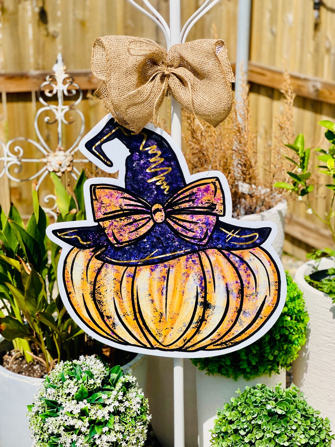 Enchanted Pumpkin Witch Hat Door Hanger