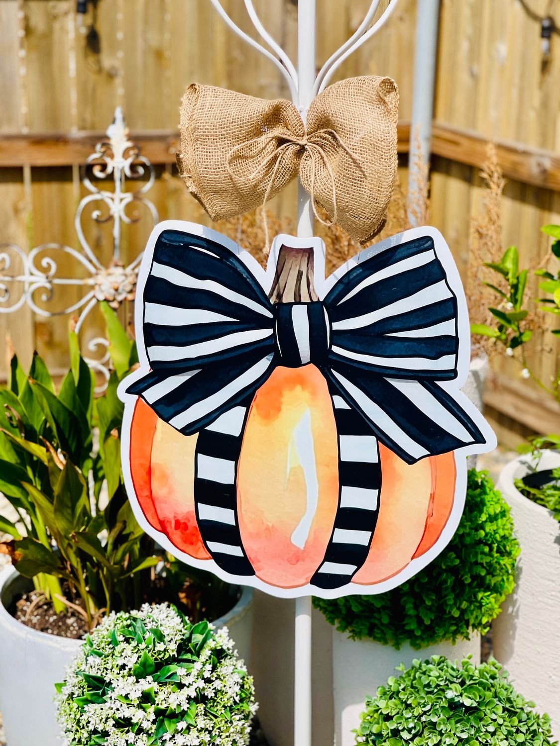 Chic Pumpkin Bow Door Hanger