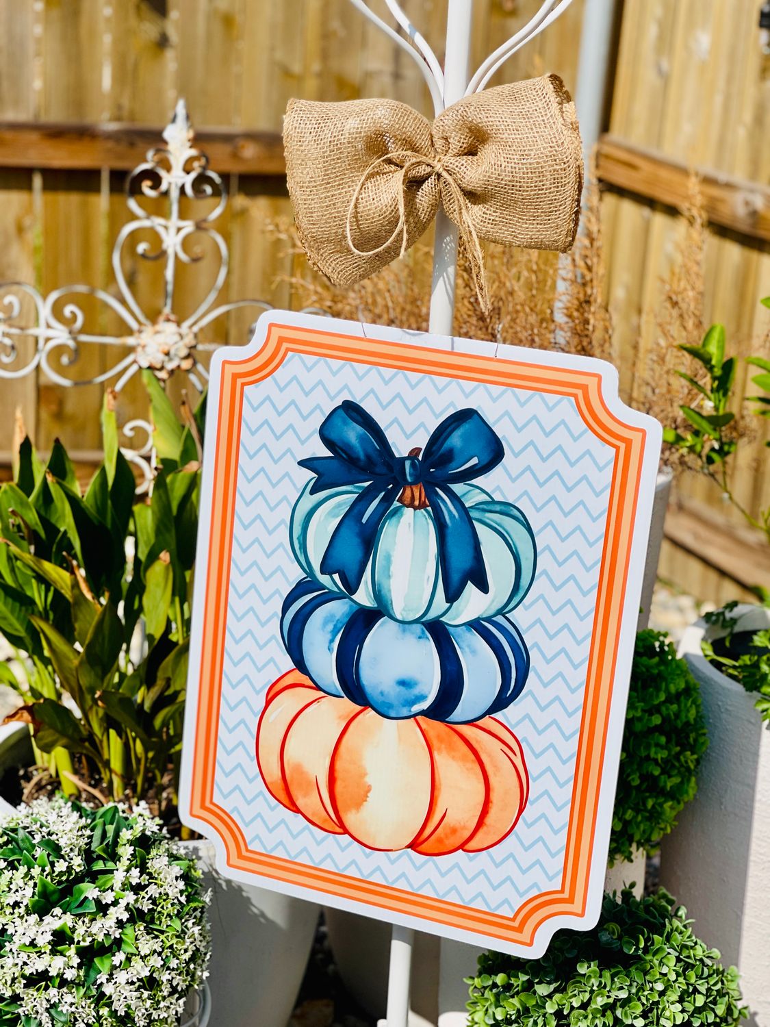 Navy &amp; Pumpkin Stack Door Hanger