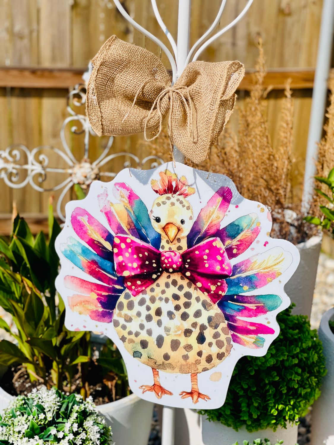Leopard Print Rainbow Turkey Door Hanger