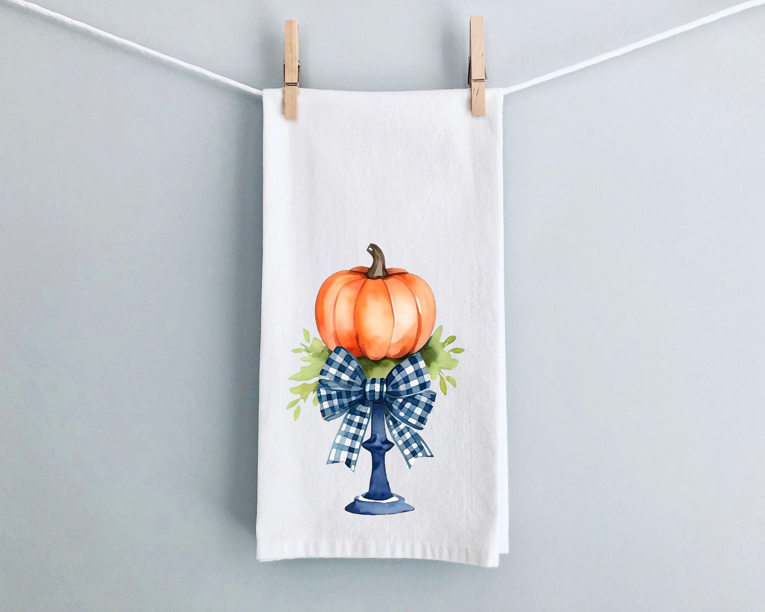 Gingham Pumpkin Pedestal Tea Towel