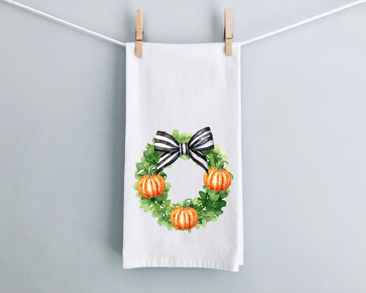 Pumpkin Wreath Tea Towel