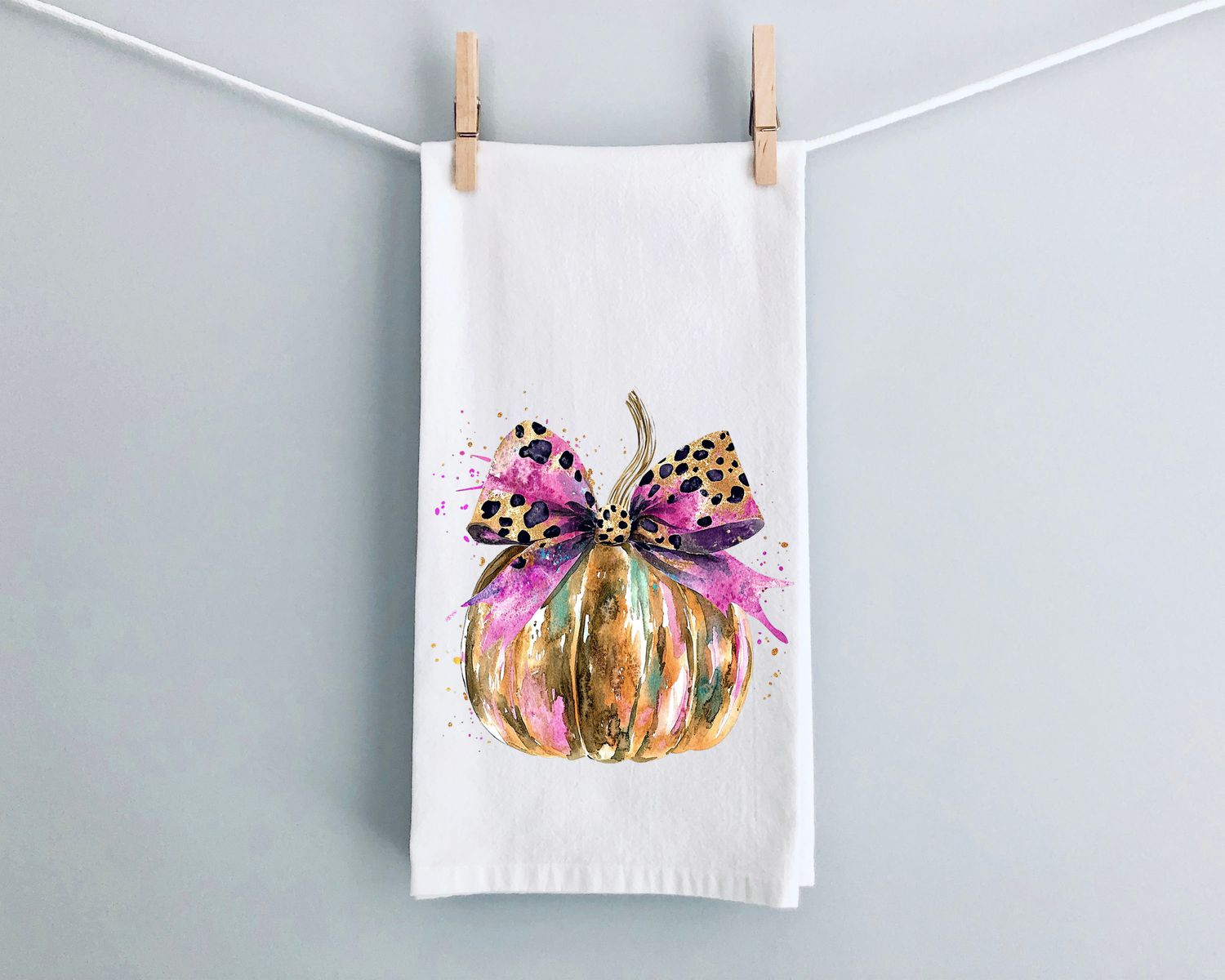 Glam Bow Pumpkin Tea Towel