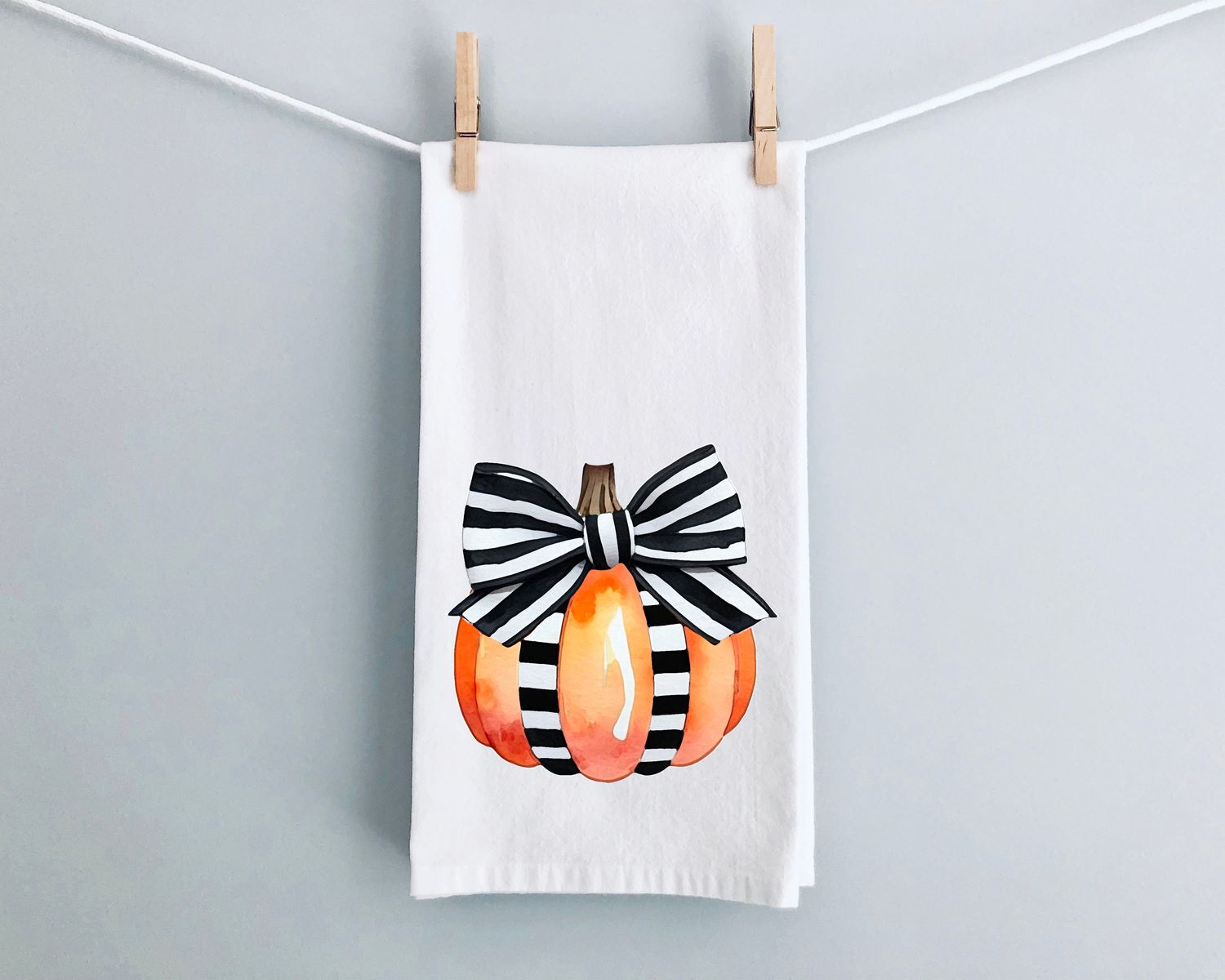 Classic Stripe Pumpkin Tea Towel