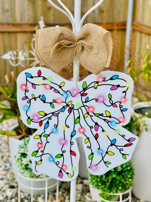 ​Christmas: Merry &amp; Bright White Bow Door Hanger
