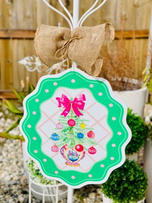 Christmas: ​Preppy Chinoiserie Tree Door Hanger