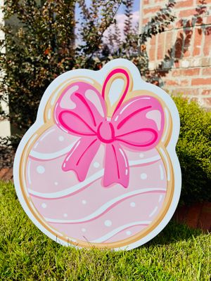 Christmas: Sugar Cookie Pink Ornament Yard Sign