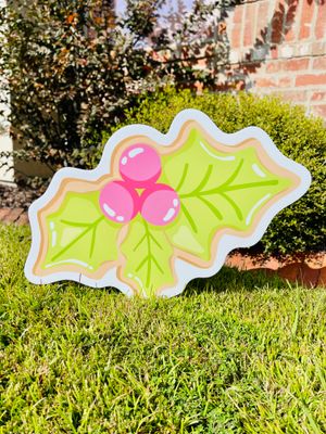 Christmas: Sugar Cookie Holly Yard Sign