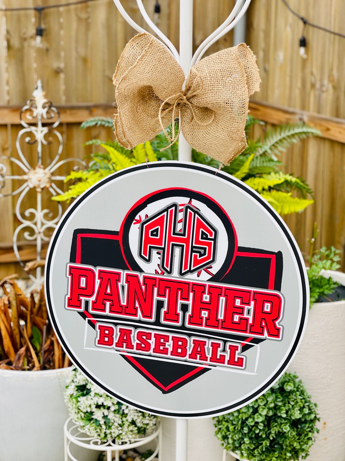 Panther Baseball Door Hanger