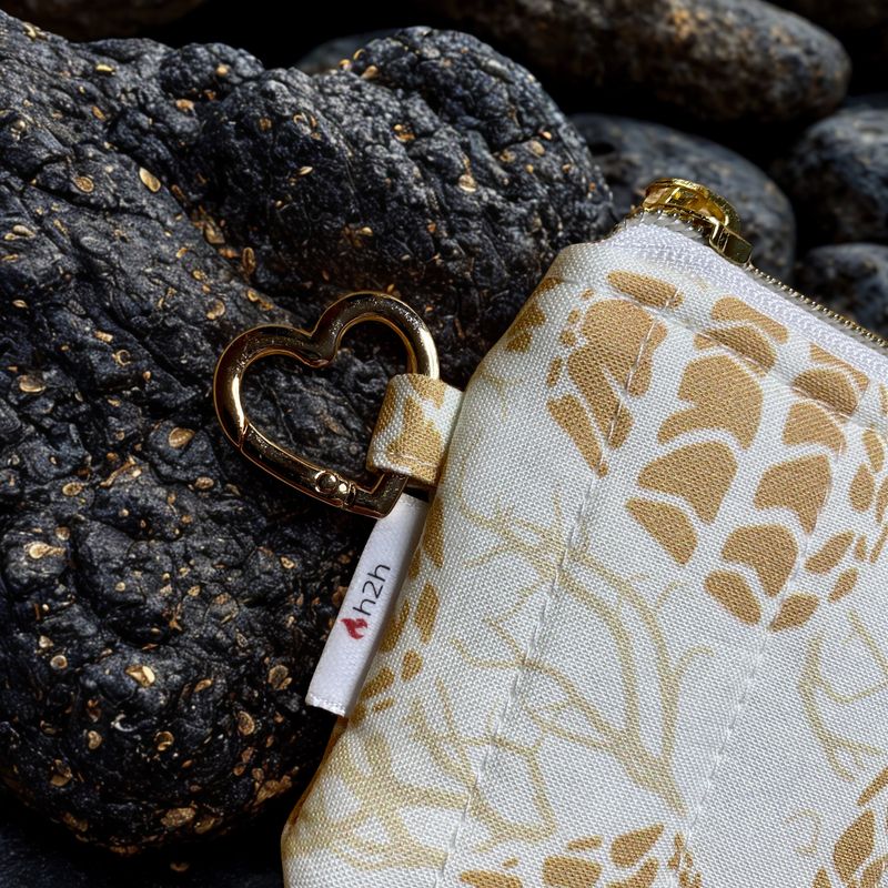 Keychain Wristlet Wallet - Beige Hebrew