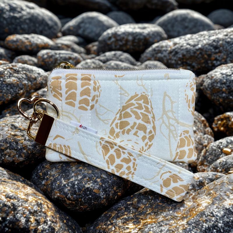 Keychain Wristlet Wallet - Beige Hebrew