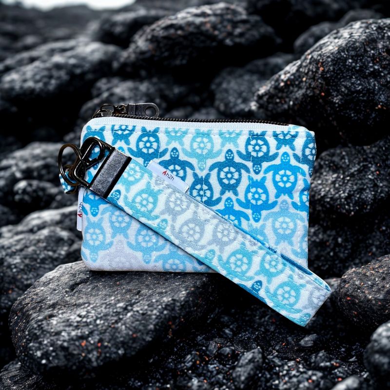 Keychain Wristlet Wallet - Teal Honu
