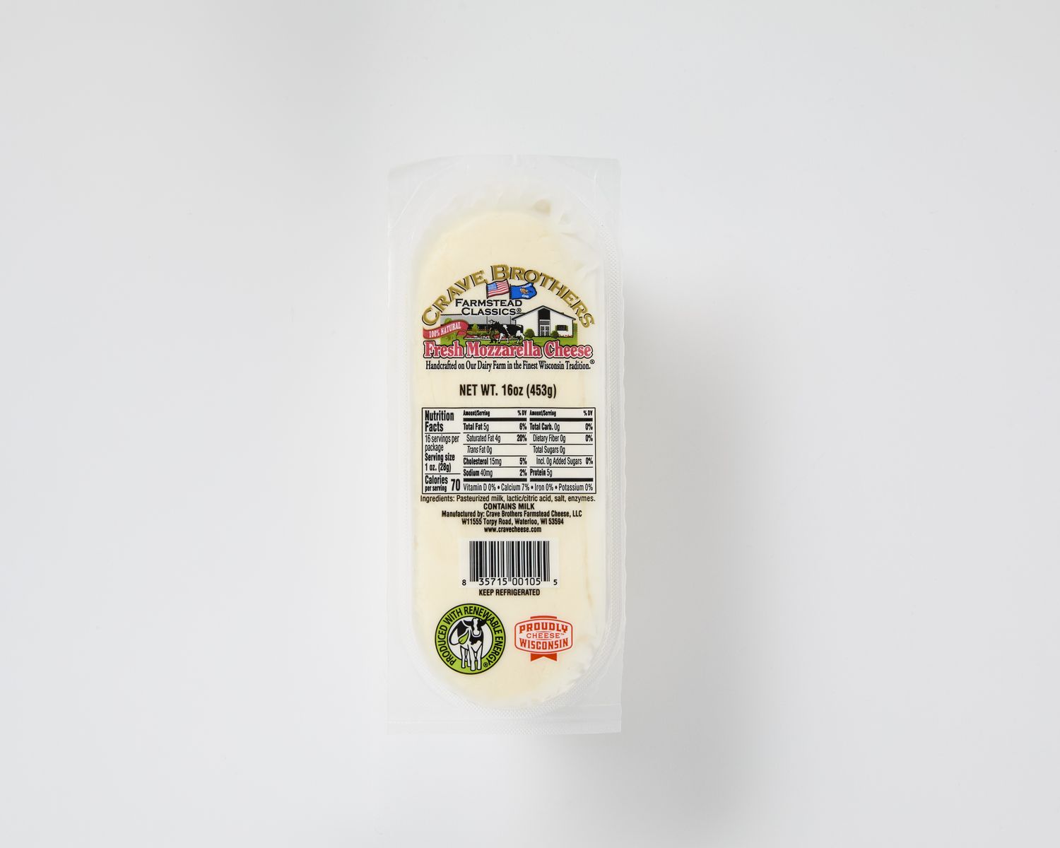 1 lb Fresh Mozzarella Vac Pack Log