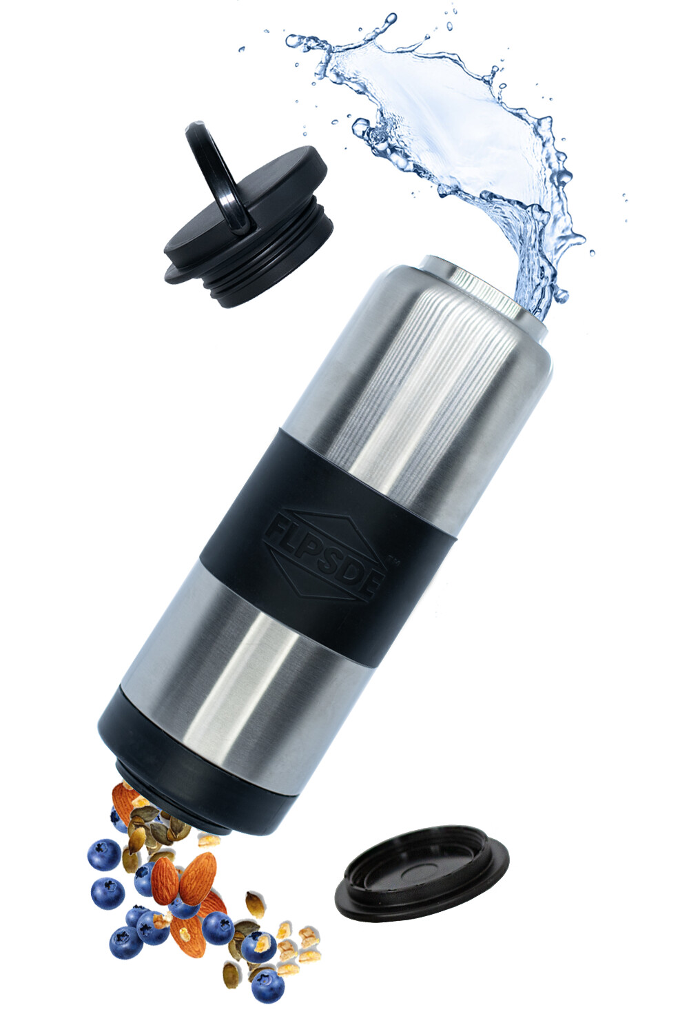 Dual Chamber Water Bottle - Stainless