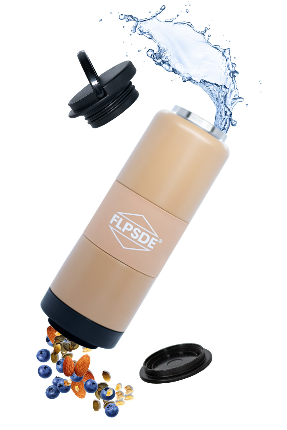 Dual Chamber Water Bottle - Sand