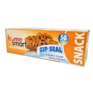 Home Smart Food &amp; Storage Bags &quot;Snack&quot; 50pcs 6.5*3.25in