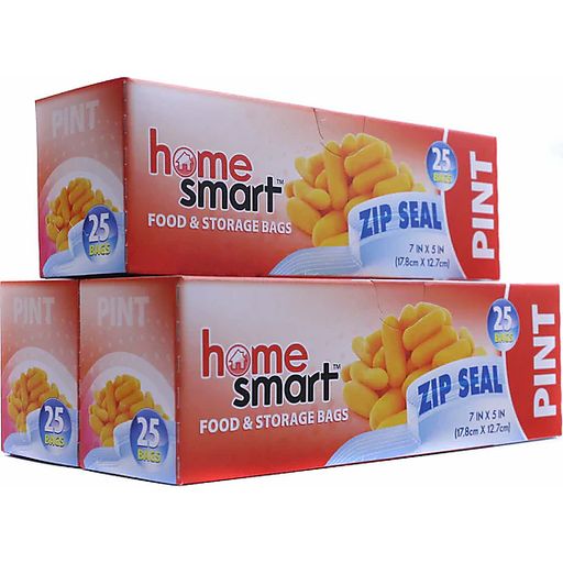 Home Smart Food &amp; Storage Bags &quot;Pint&quot; 50pcs 6.5*5.875in