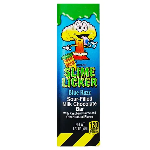 Slime Licker Blue Razz Sour-Filled Milk Chocolate Bar