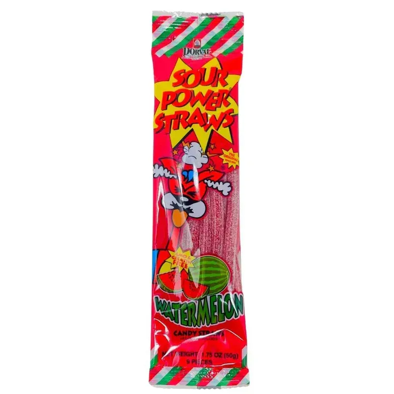 Sour Power Straws Watermelon Candy